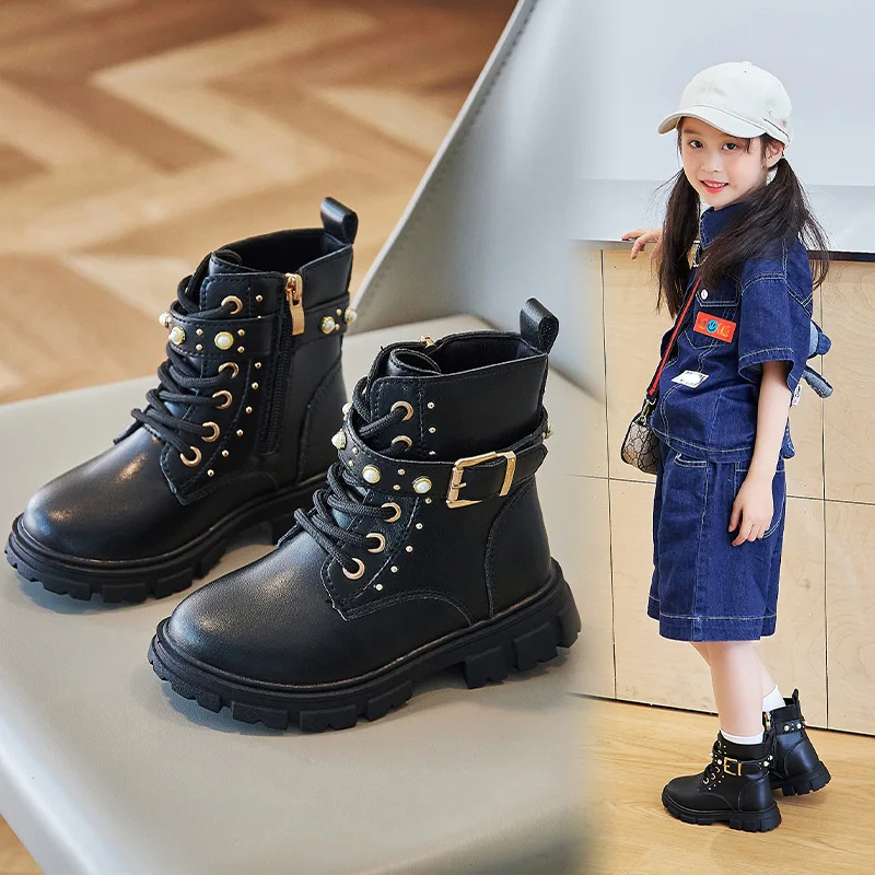 Leather Work For Kids - Stivali Corti Invernali per Bambine, Foderati