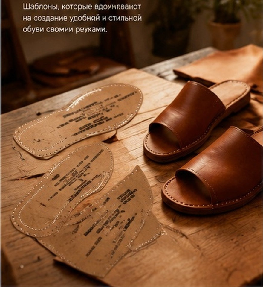 Leatherwork For Beginners - 1 set di modelli per pantofole,